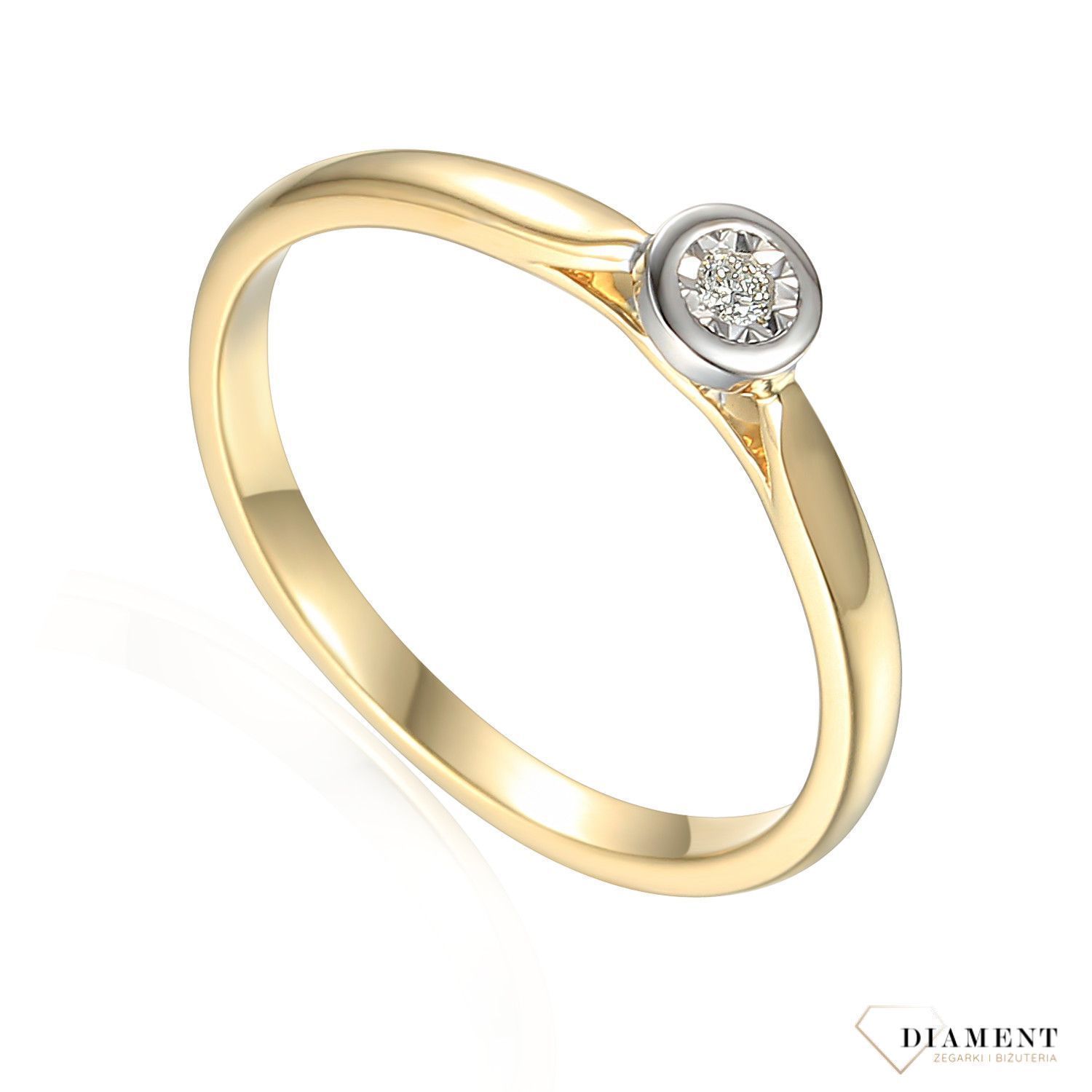 Pierścionek złoty z diamentem, pierscionek zaręczynowy.jpg